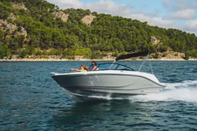 friends riding on a V20I bowrider boat