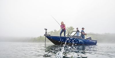 Canvas print boat trolling fishing gear downrigger and two rods