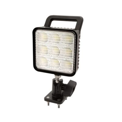 Square LED light with 9 LEDs, swivel mount, suitable for flood beam applications, providing bright illumination.