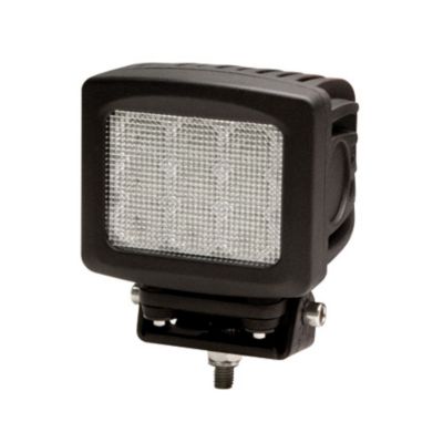 Square LED light with nine bulbs, black housing, and mounting bracket, ideal for bright illumination.