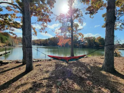 man fishing at lake wylie in north carolina