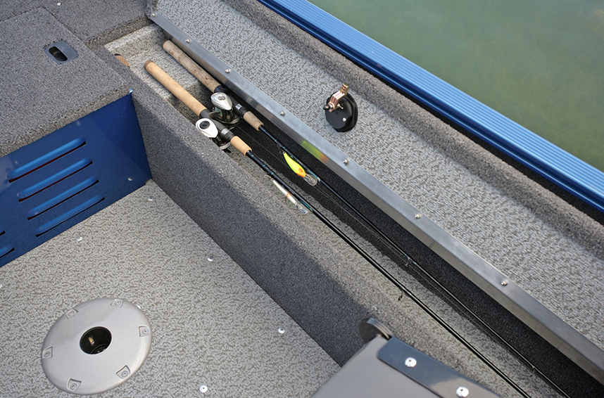 1650 Angler Sport and SS Port Side Rod Storage Compartment Open