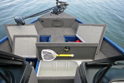 1650 Angler Sport Bow Deck Compartments Open