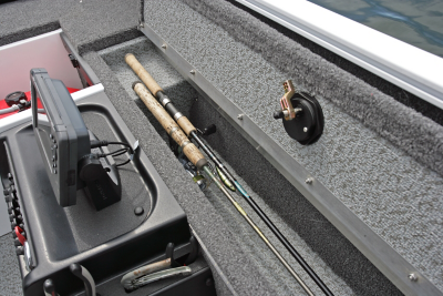 1650 Angler Tiller Port Side Rod Storage Compartment Open