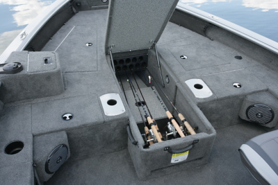 1875 Pro Guide Bow Deck Center Rod Locker Storage Compartment Open