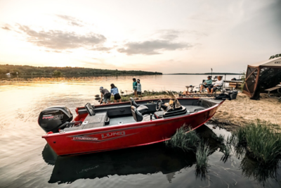 Lowe Boat Folding Fishing Seat 2240626 | Gray Black Red