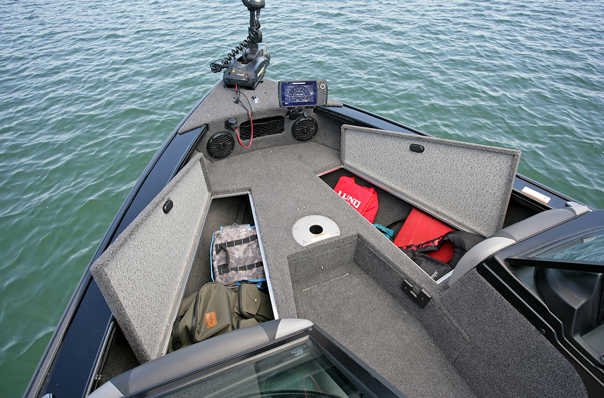 Crossover XS Bow Deck Storage Compartments Open