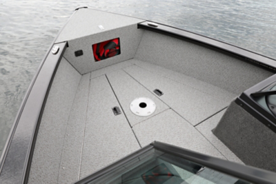 Fisherman Bow Deck Storage Compartments Closed (Shown with Full Vinyl Option)