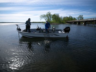 Fishing boat with deals motor