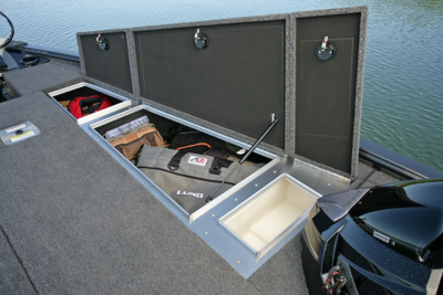 Pro-V Musky Bow Deck Starboard Storage Compartments and Livewell