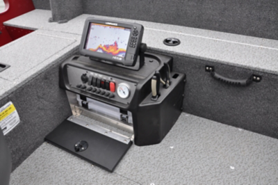 Rebel XL Tiller Command Console and Tackle Tray Storage Open