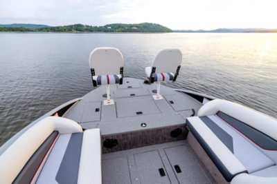 Two pedestal fishing seats on the Lowe SD224 Pontoon