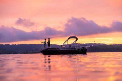 Family fishing off a Lowe SD224 Pontoon