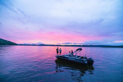 Fishing in the sunset of the Lowe SD224 Pontoon