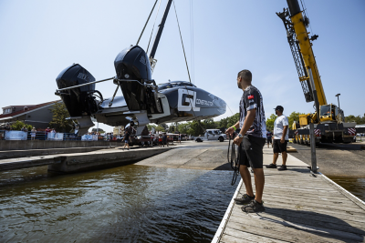 Midwest Challenge boat at the waterfront